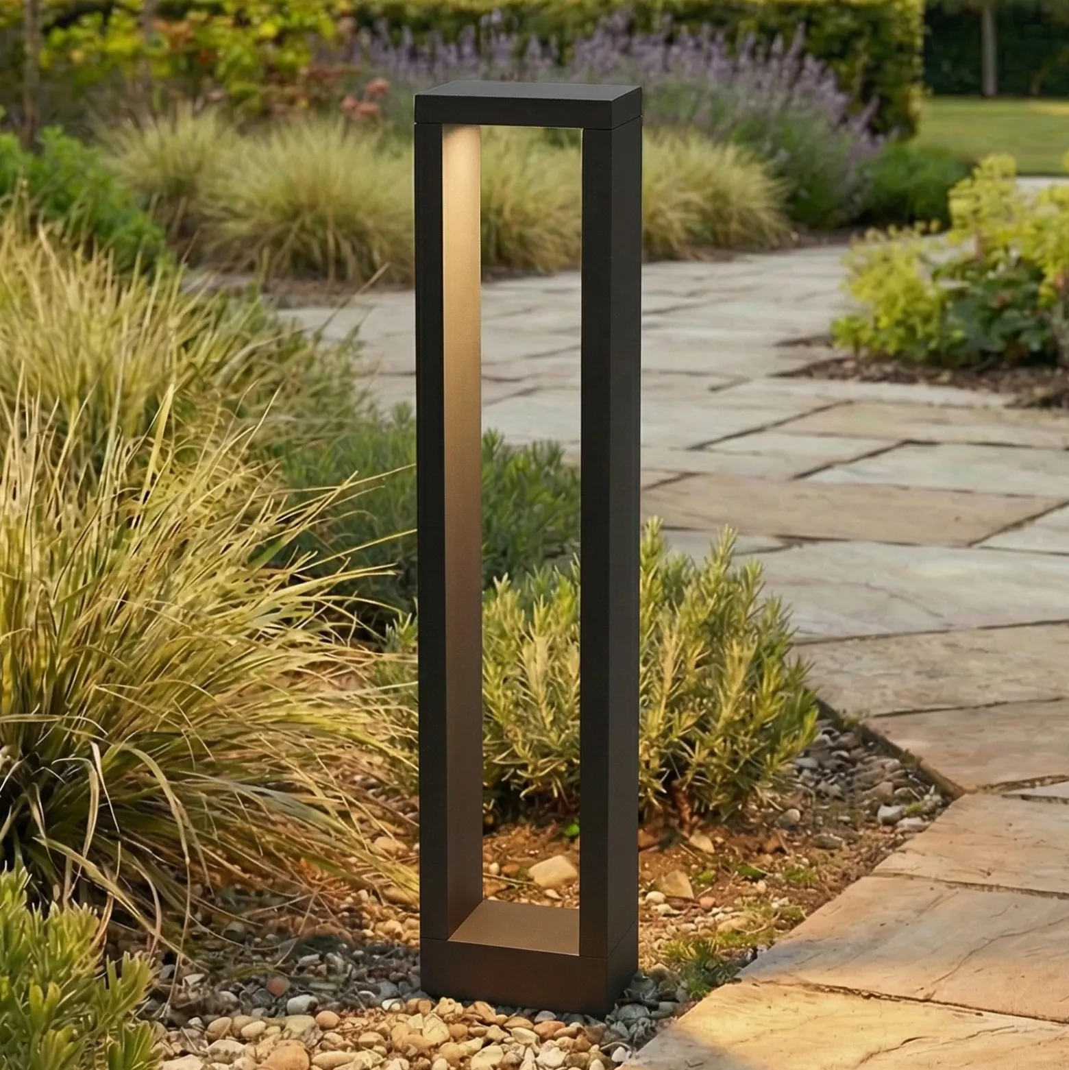 Lucande Bolardo luminoso LED Jupp, 60 cm, antracita, metal, IP54
