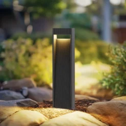 Lucande, bolardo luminoso LED Tavion, 60 cm, antracita, IP65