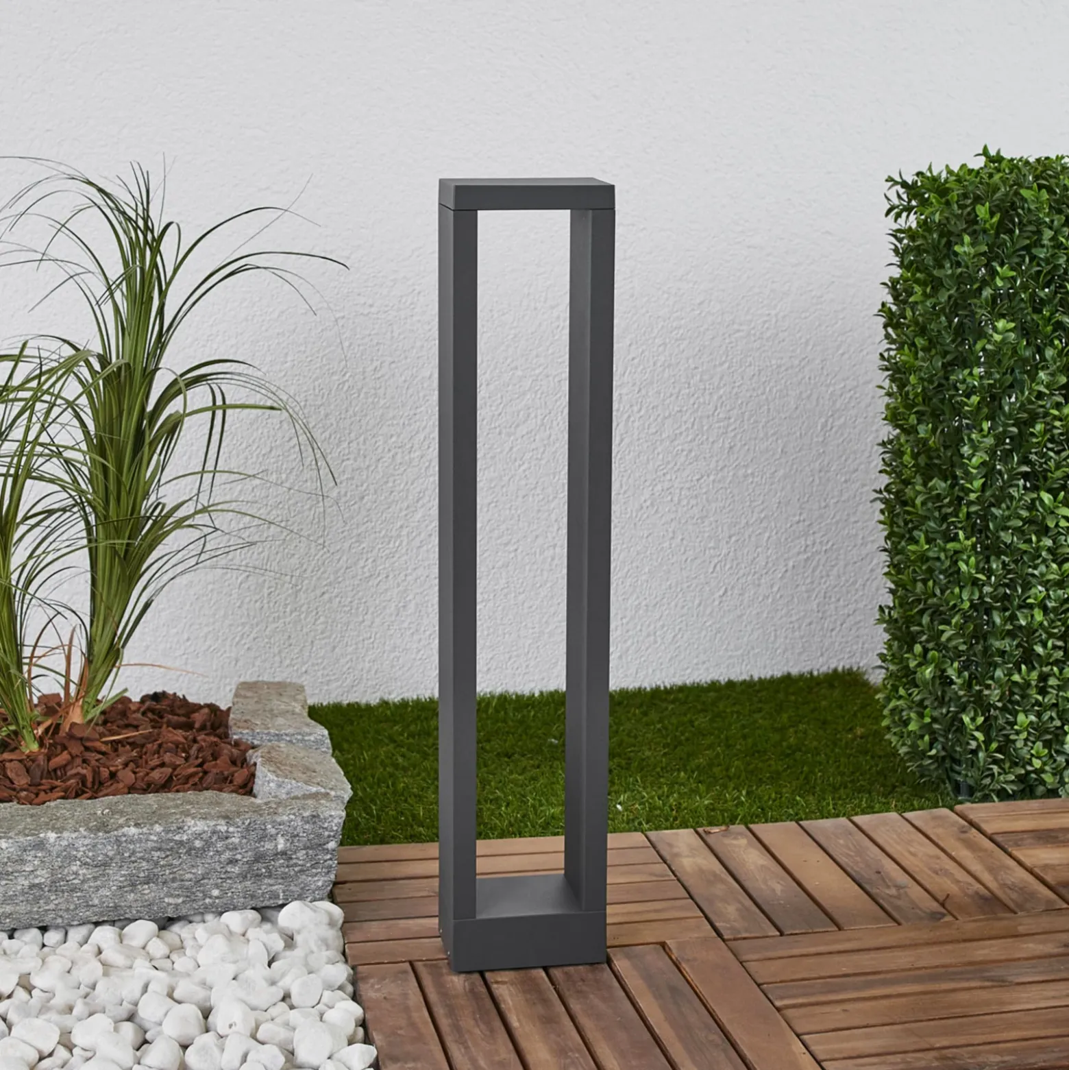 Lucande, bolardo luminoso LED Jupp, juego de 4, 60 cm, antracita, IP54