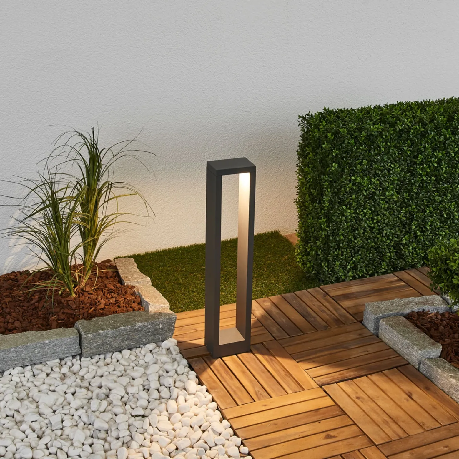 Lucande, bolardo luminoso LED Jupp, juego de 4, 60 cm, antracita, IP54