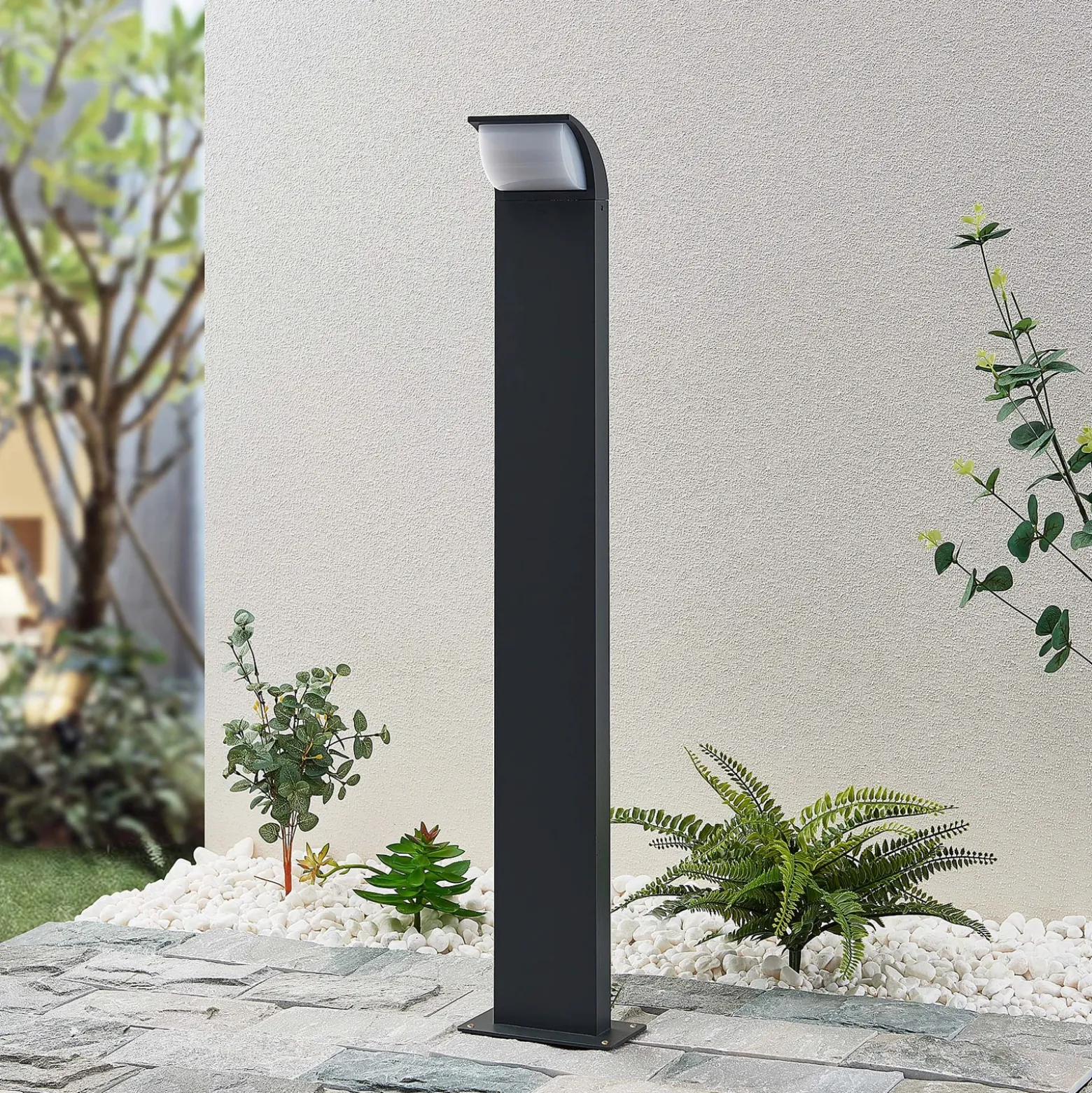 Lucande, bolardo luminoso LED Tinna, 80 cm, antracita, IP65