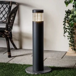 Lucande Bolardo luminoso LED Lucius, 65 cm, antracita, metal, IP54