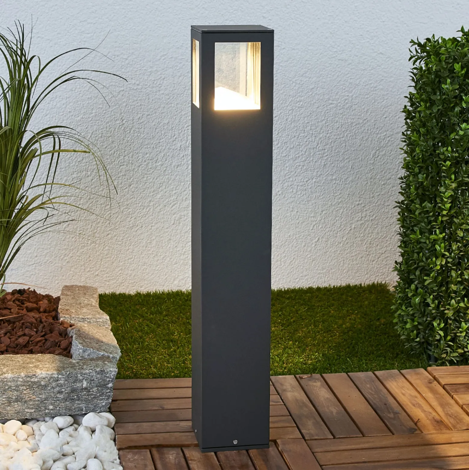 Lucande Bolardo luminoso LED Nicola, 65 cm, antracita, P54