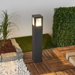 Lucande Bolardo luminoso LED Nicola, 65 cm, antracita, P54