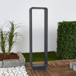 Lucande, bolardo luminoso LED Ninon, 80 cm, antracita, metal
