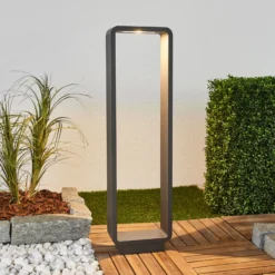 Lucande, bolardo luminoso LED Ninon, 80 cm, antracita, metal