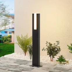 Lucande, bolardo luminoso LED Virgalia, 65 cm, IP65, antracita