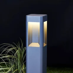 Lucande Bolardo luminoso LED Annika, antracita, metal, 80 cm