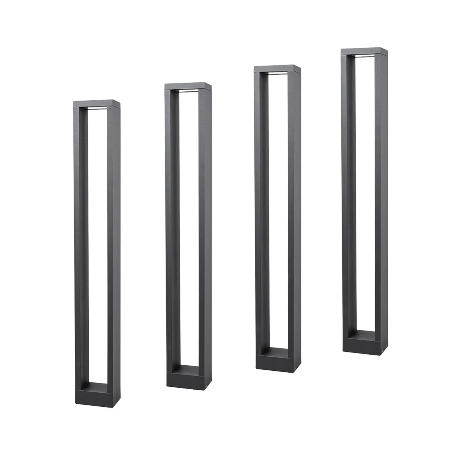 Lucande, bolardo luminoso LED Jupp, juego de 4, 90 cm, antracita, IP54
