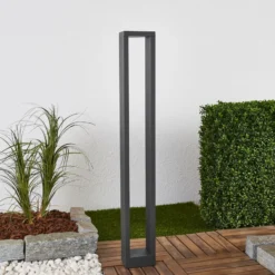 Lucande, bolardo luminoso LED Jupp, juego de 4, 90 cm, antracita, IP54