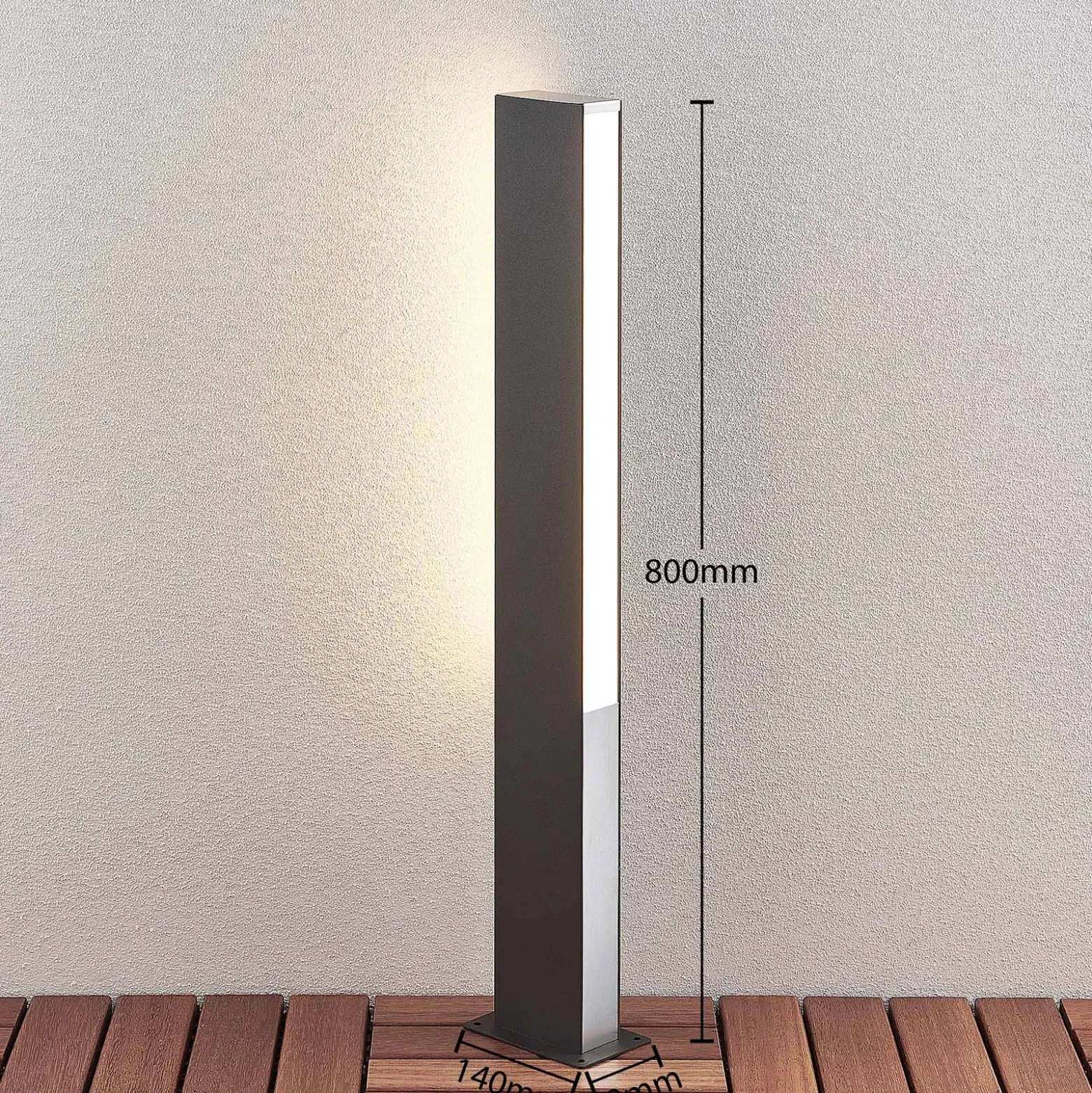 Lucande Bolardo luminoso LED Aegisa, 80 cm, antracita, metal, IP54