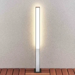 Lucande Bolardo luminoso LED Aegisa, 80 cm, antracita, metal, IP54