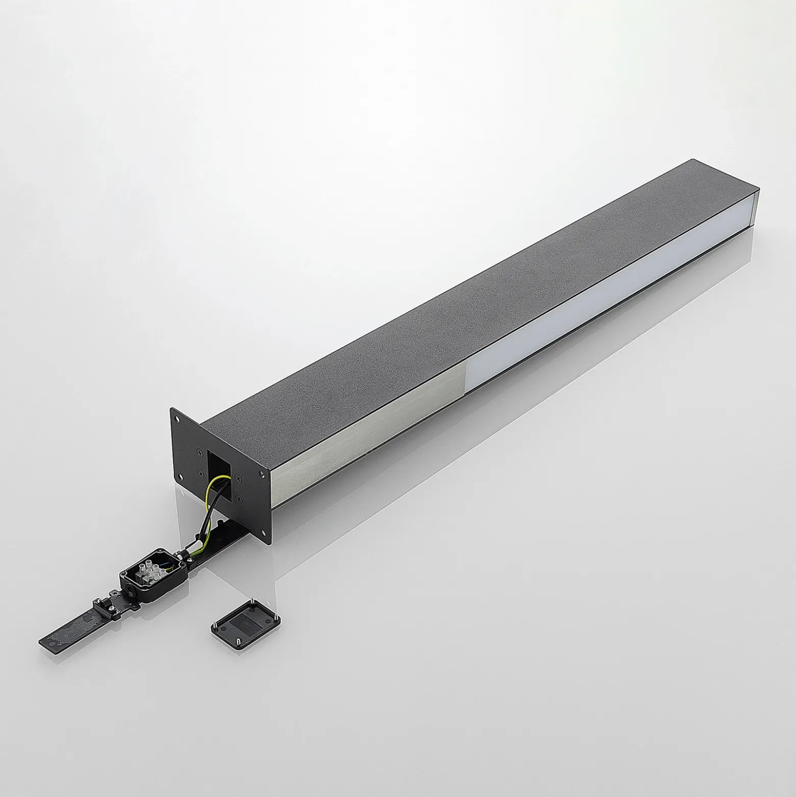 Lucande Bolardo luminoso LED Aegisa, 80 cm, antracita, metal, IP54