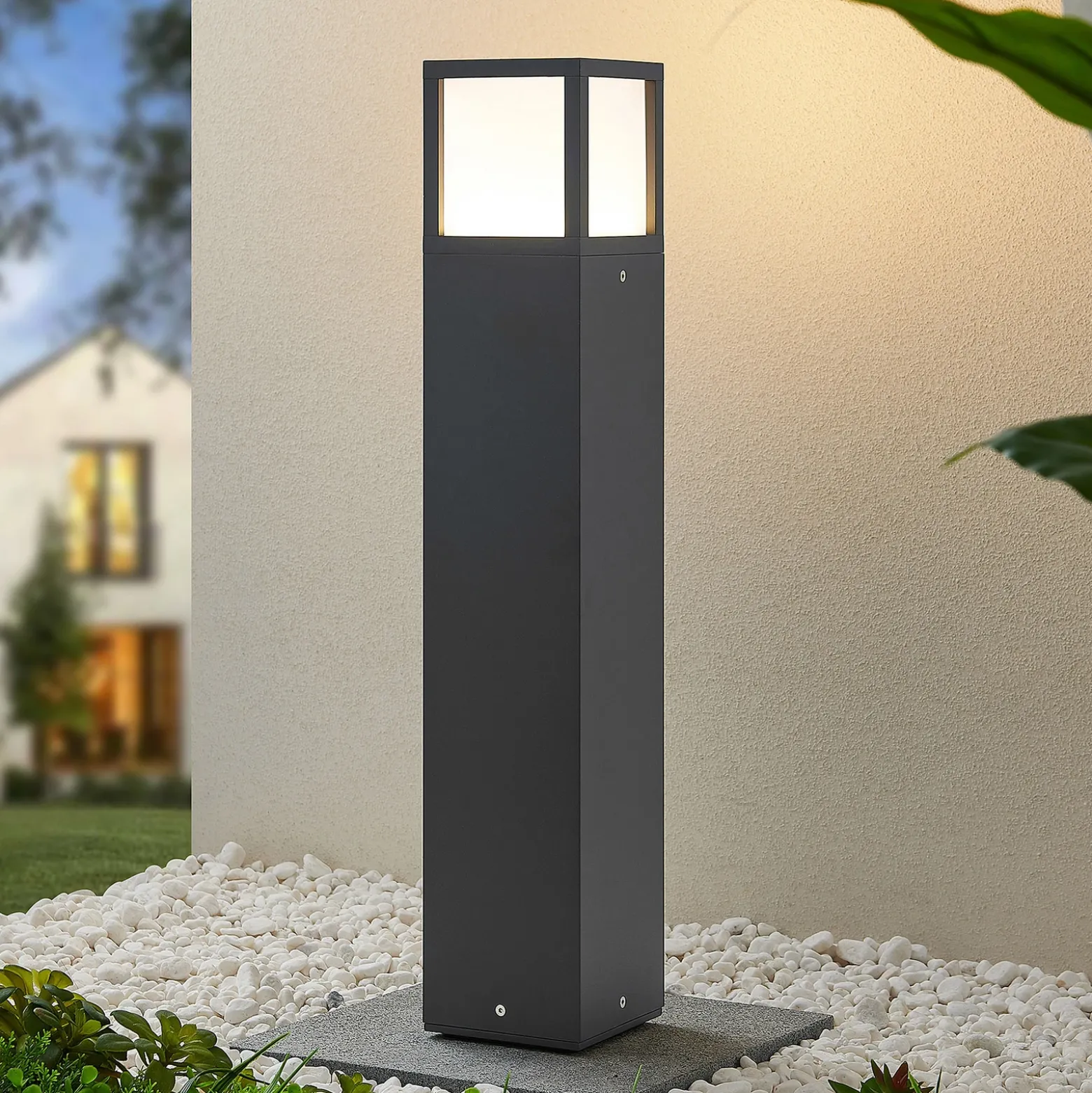 Lucande, bolardo luminoso LED Dewari, 65 cm, gris oscuro, IP54