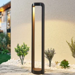 Lucande, bolardo luminoso LED Habsa, 80 cm, antracita, metal
