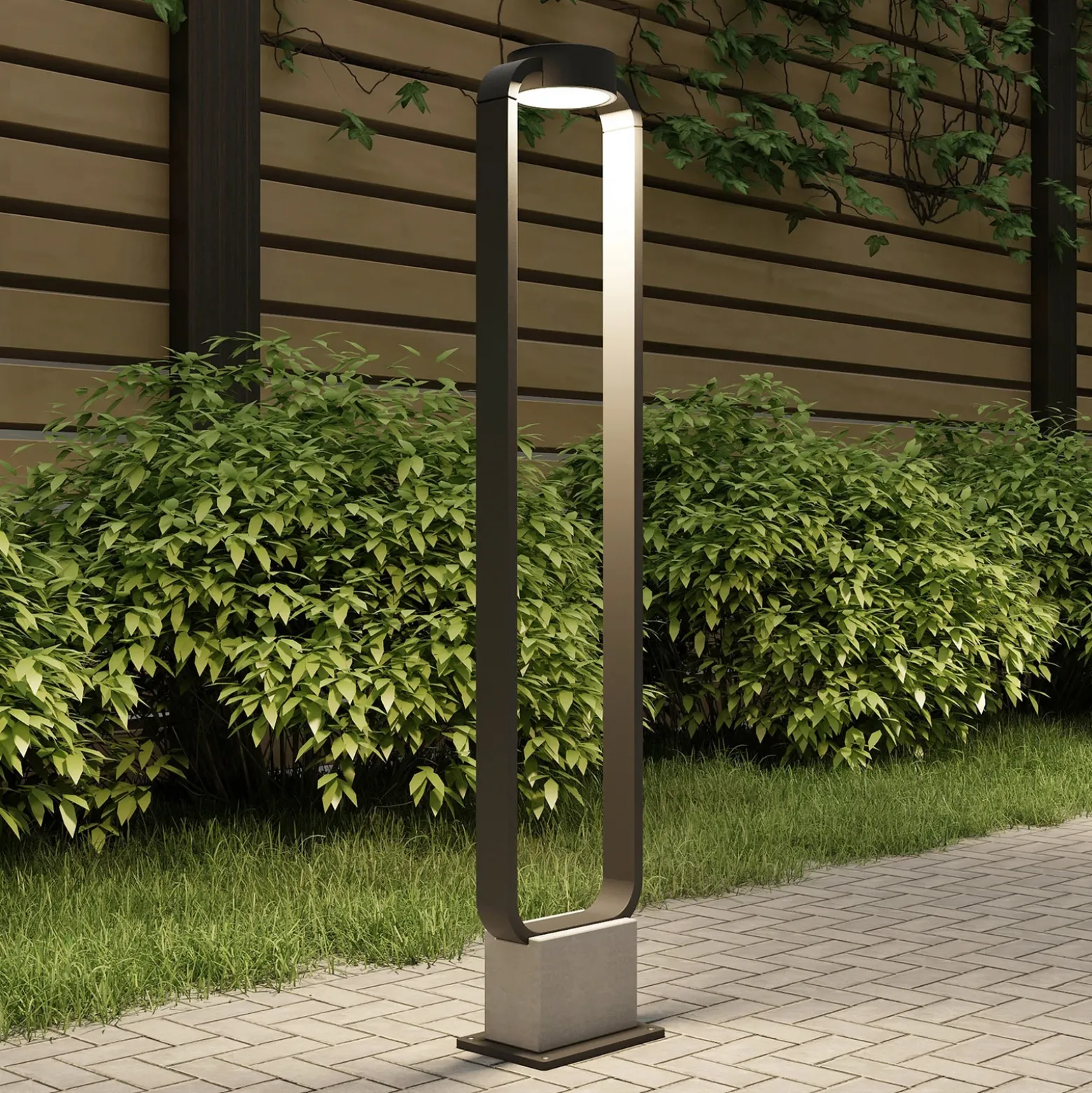 Lucande, bolardo luminoso LED Belna, 100 cm, antracita, hormigón, IP65