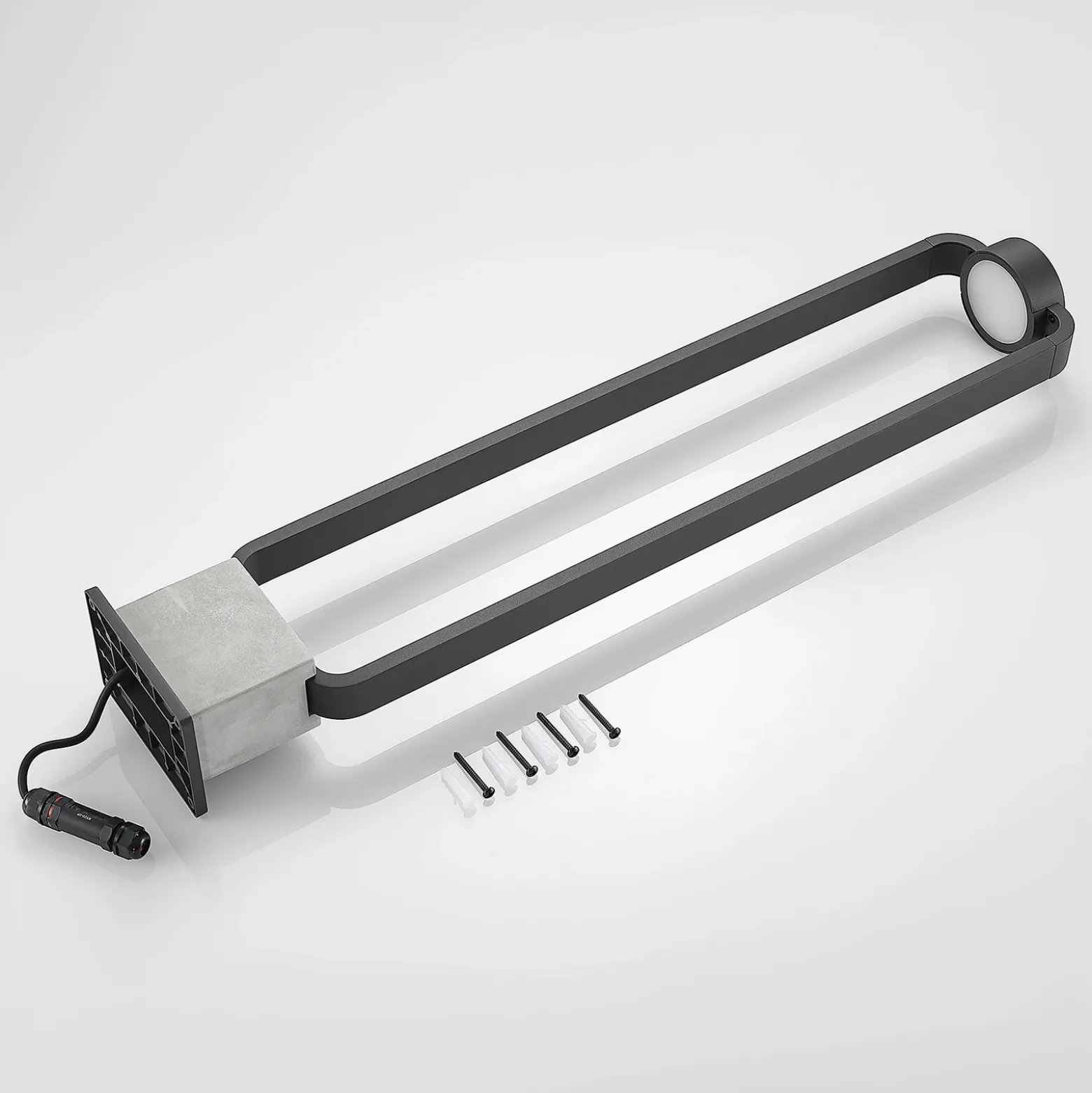 Lucande, bolardo luminoso LED Belna, 100 cm, antracita, hormigón, IP65