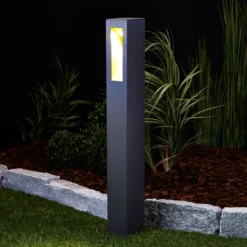 Lucande, bolardo luminoso LED Jenke, 65 cm, antracita, aluminio