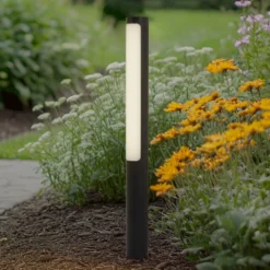 Lucande Bolardo luminoso LED Tuberia, antracita, metal, 80 cm