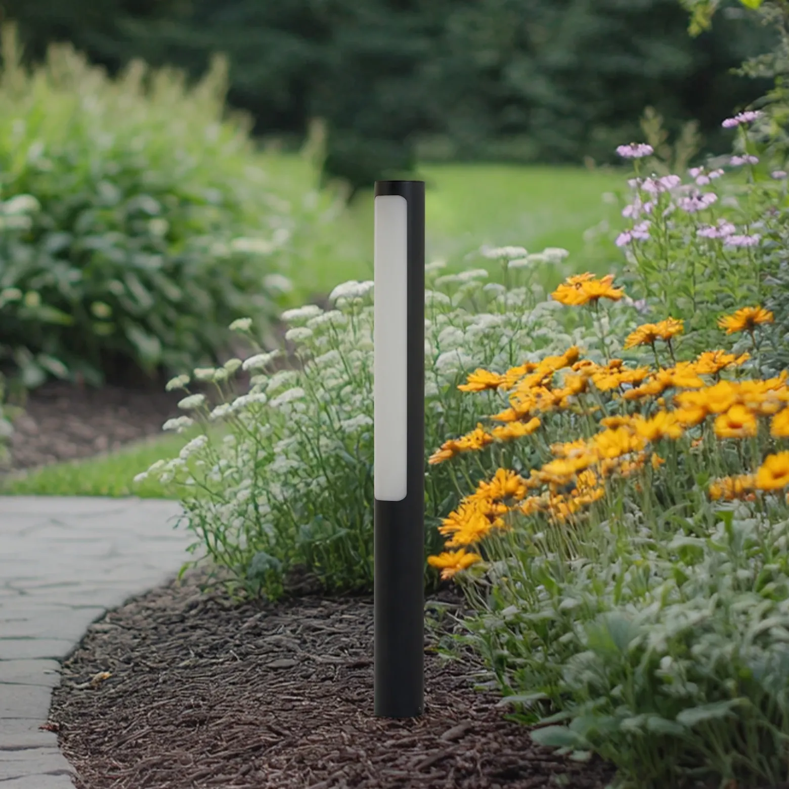 Lucande Bolardo luminoso LED Tuberia, antracita, metal, 80 cm