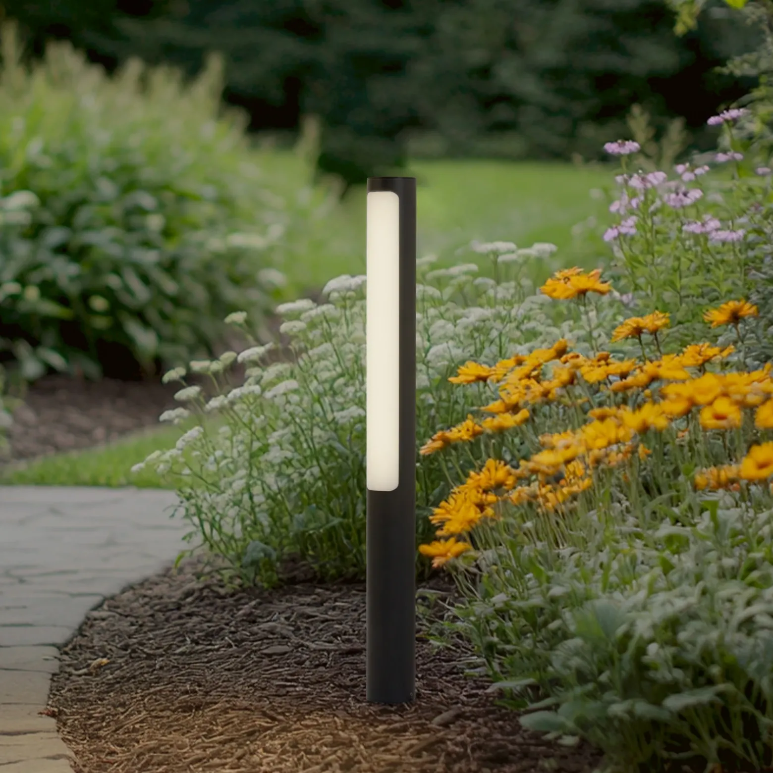Lucande Bolardo luminoso LED Tuberia, antracita, metal, 80 cm