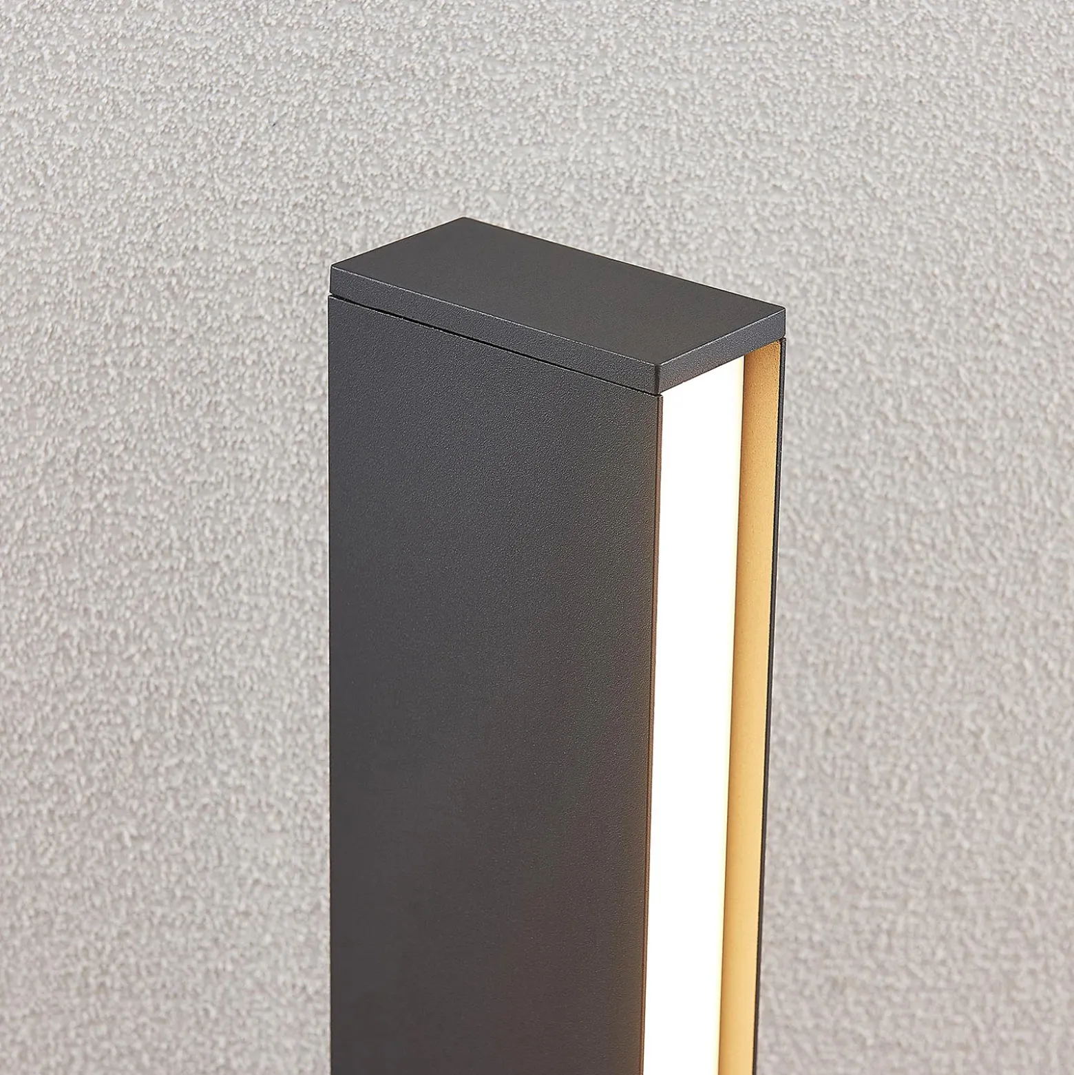 Lucande Bolardo luminoso LED Lirka, gris oscuro, metal, 60 cm