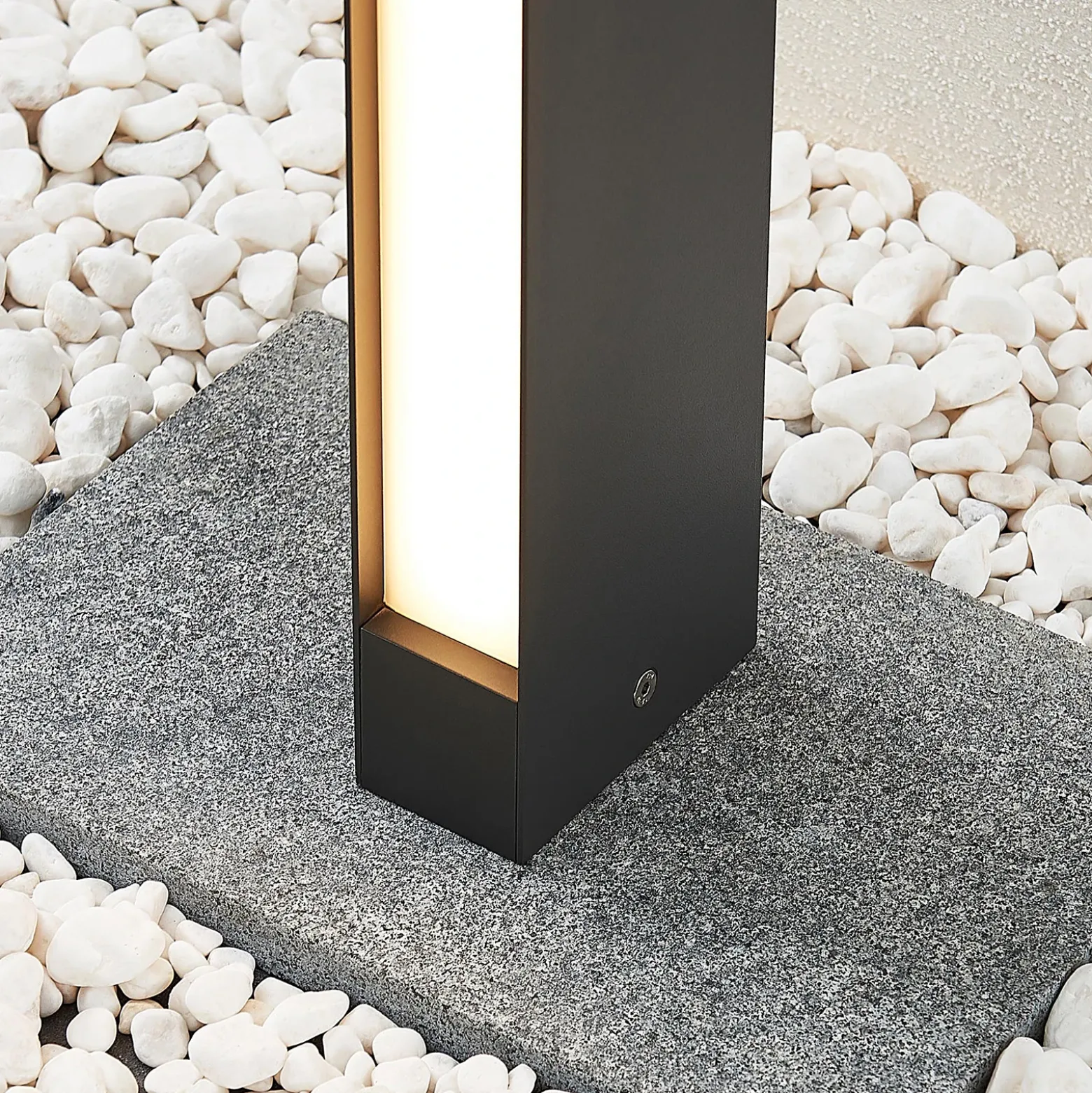 Lucande Bolardo luminoso LED Lirka, gris oscuro, metal, 60 cm