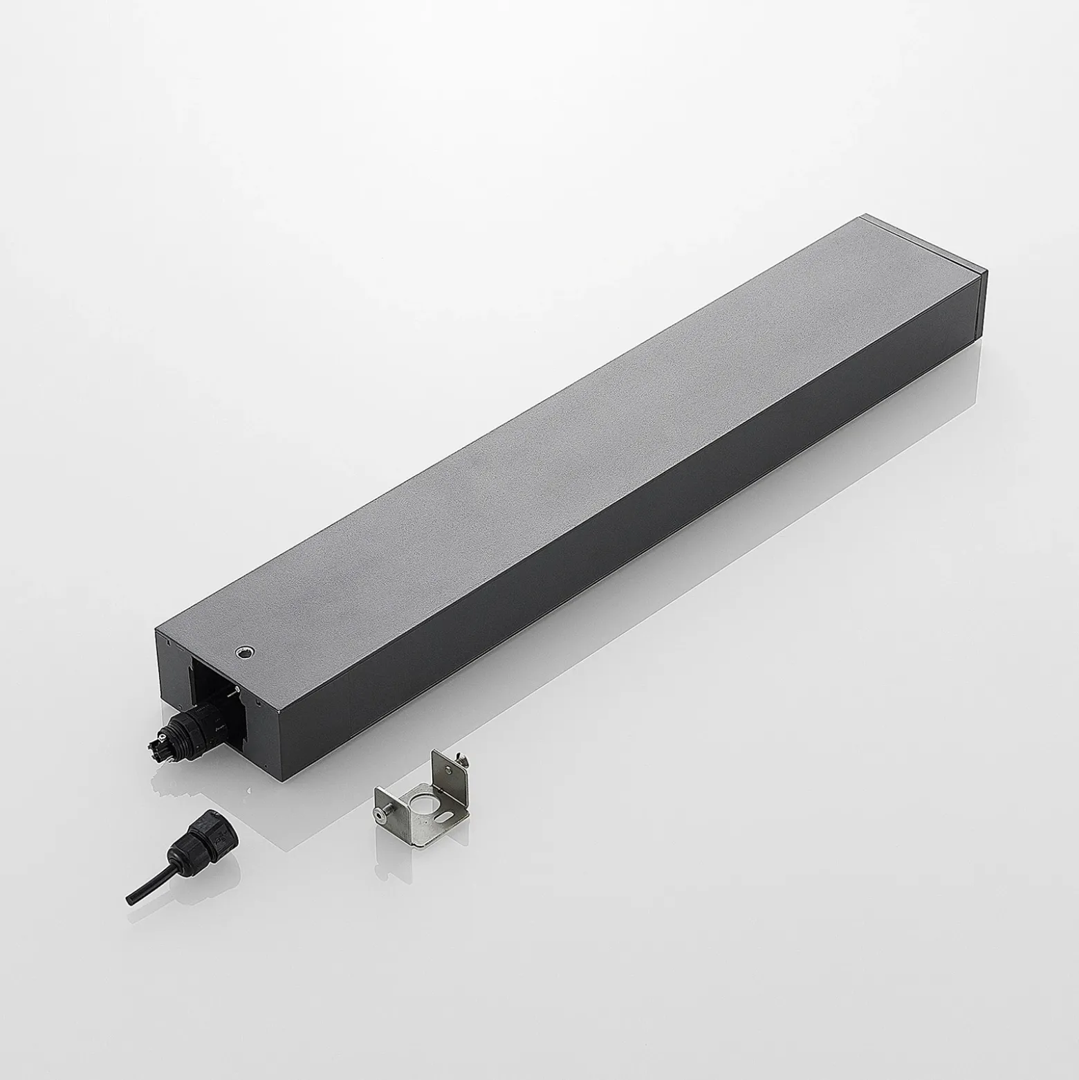 Lucande Bolardo luminoso LED Lirka, gris oscuro, metal, 60 cm