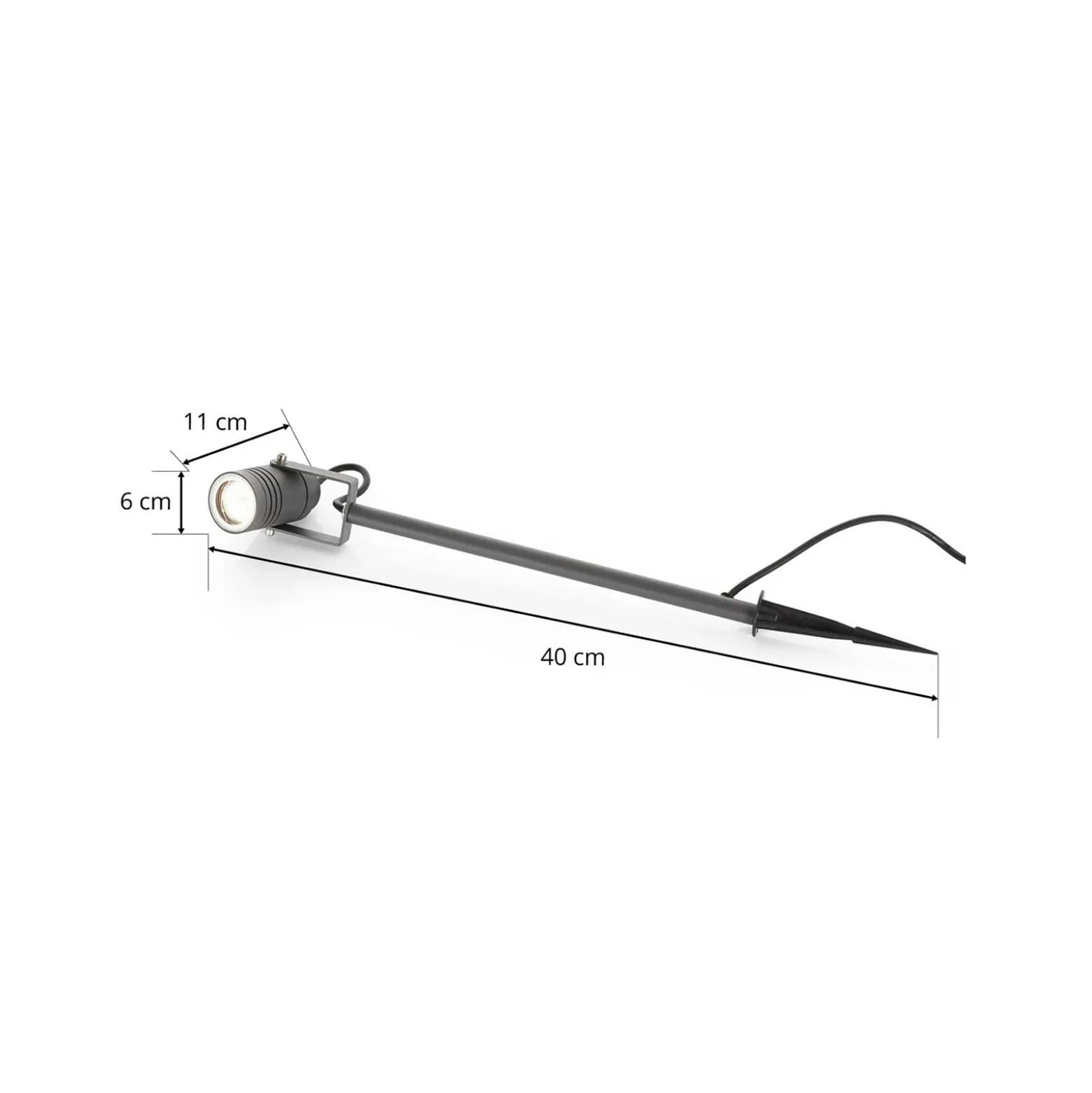 Lucande foco exterior Galina, pincho de suelo, enchufe, gris, 40 cm