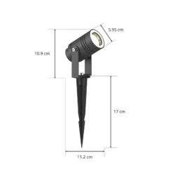 Lucande foco exterior Galina, pincho de suelo, enchufe, gris, 11 cm