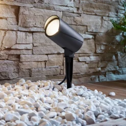 Lucande foco exterior LED Anton, pincho de suelo, antracita, metal