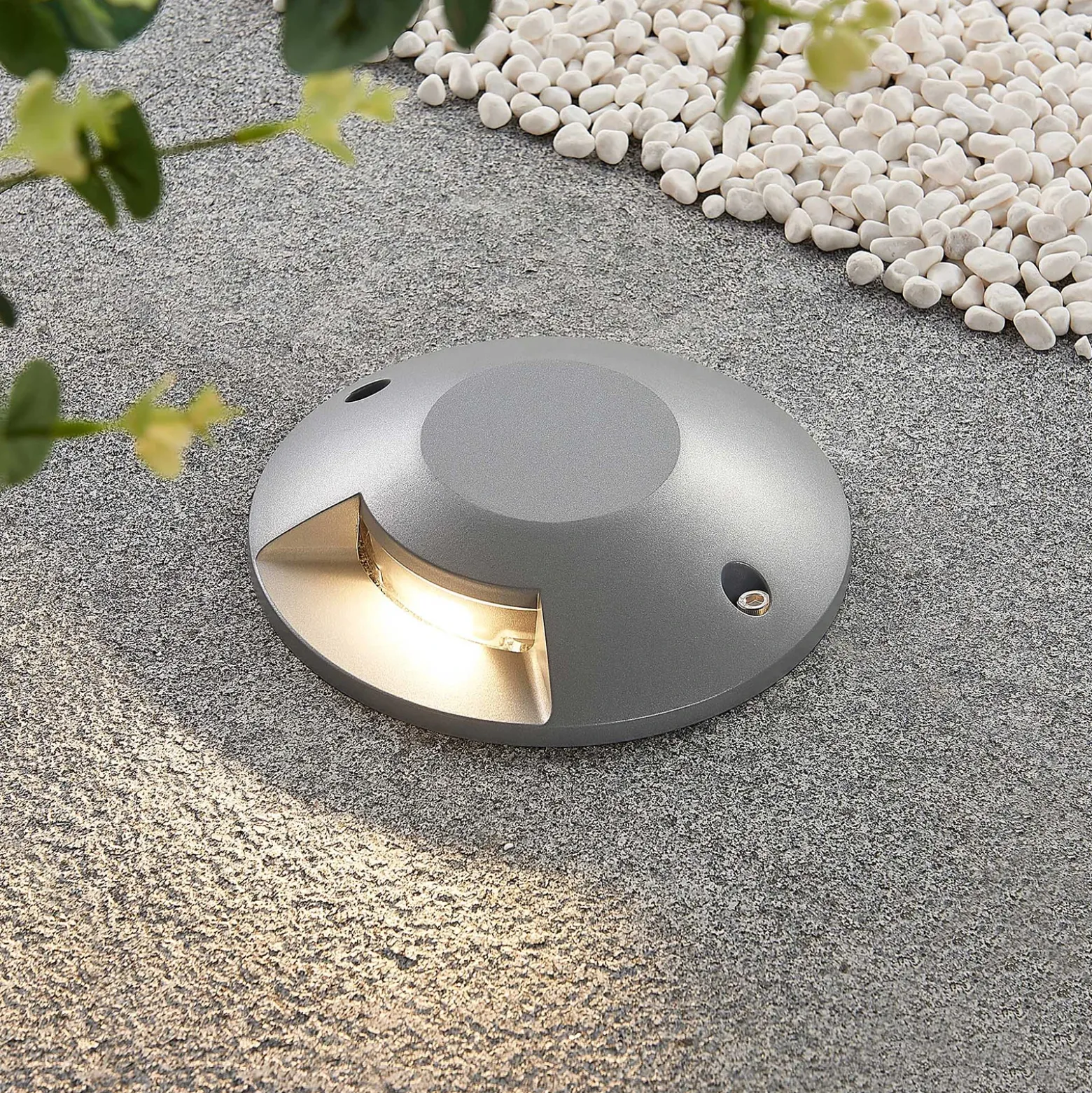 Lucande Foco LED de suelo Jeffrey, plateado, 1 salida de luz