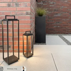 Lucande LED lámpara de exterior Elaja, negro, batería recargable, USB,