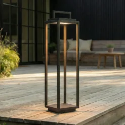 Lucande LED lámpara de exterior Elaja, negro, batería recargable, USB,