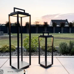 Lucande LED lámpara de exterior Elaja, negro, batería recargable, USB,