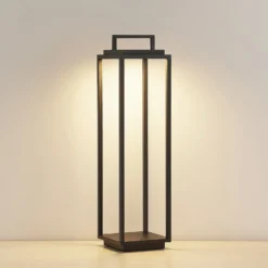 Lucande LED lámpara de exterior Elaja, negro, batería recargable, USB,