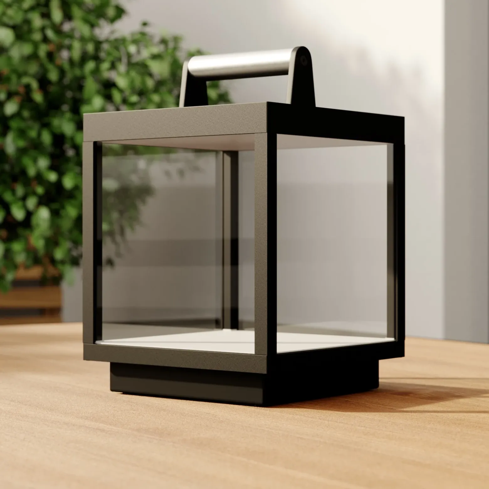 Lucande LED lámpara de mesa recargable Cube, aluminio, IP54, atenuable