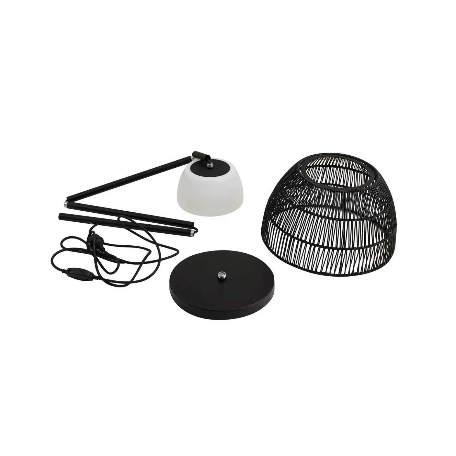 Lucande LED lámpara de pie exterior Heribio, negro, hierro, 153 cm