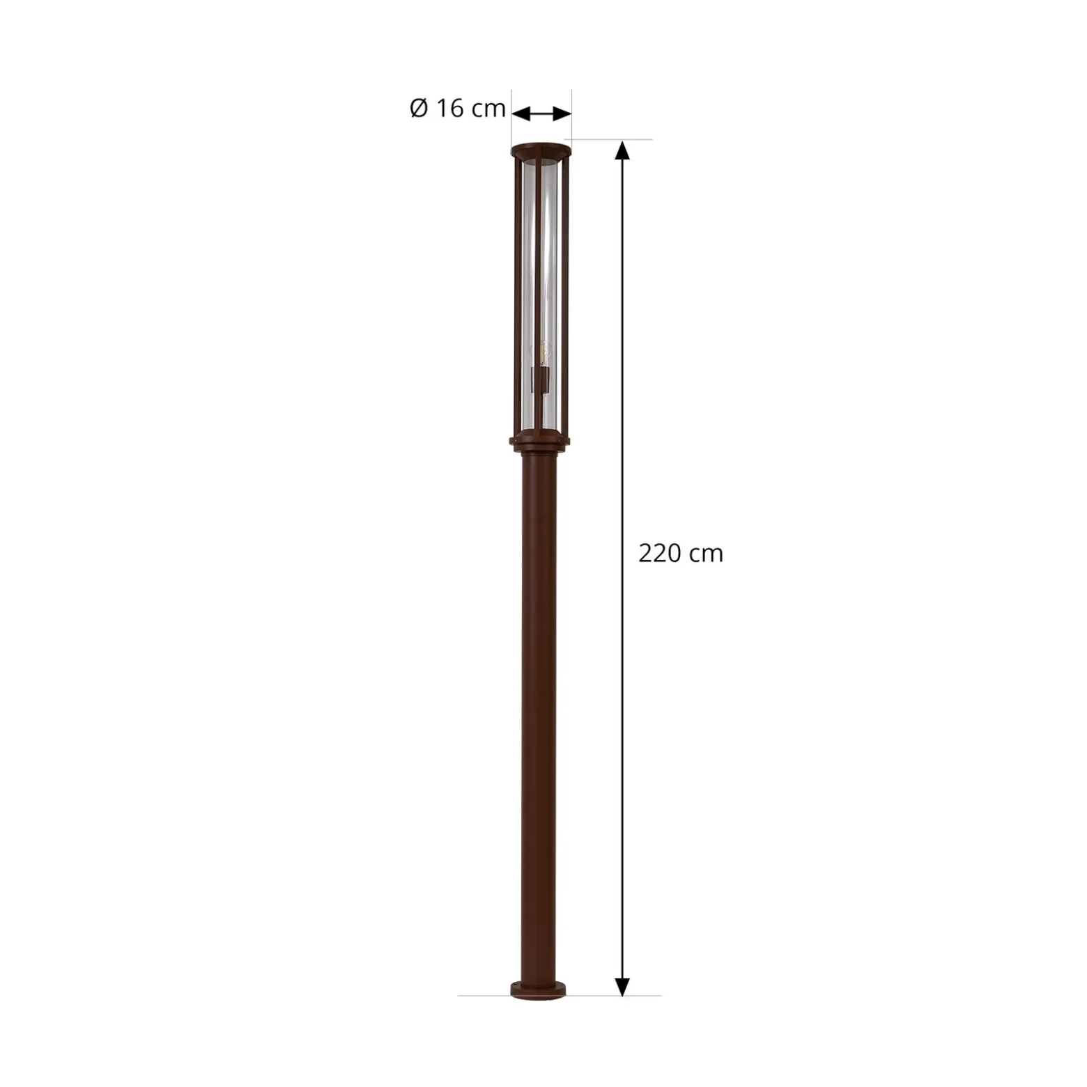 Lucande lámpara de exterior Alivaro, color óxido, 220 cm, E27, IP65