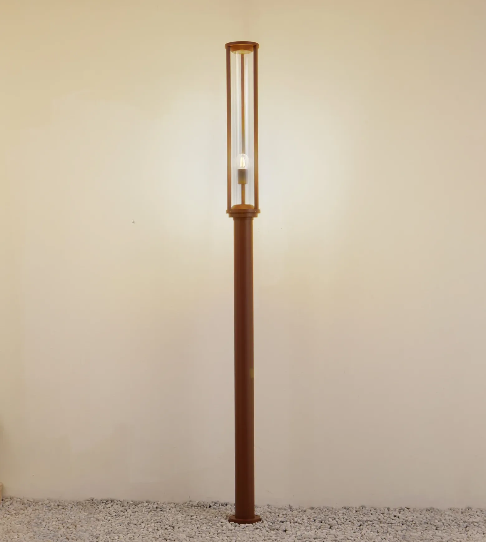 Lucande lámpara de exterior Alivaro, color óxido, 220 cm, E27, IP65