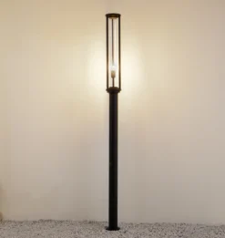 Lucande lámpara de exterior Alivaro, negro, 220 cm, E27, IP65