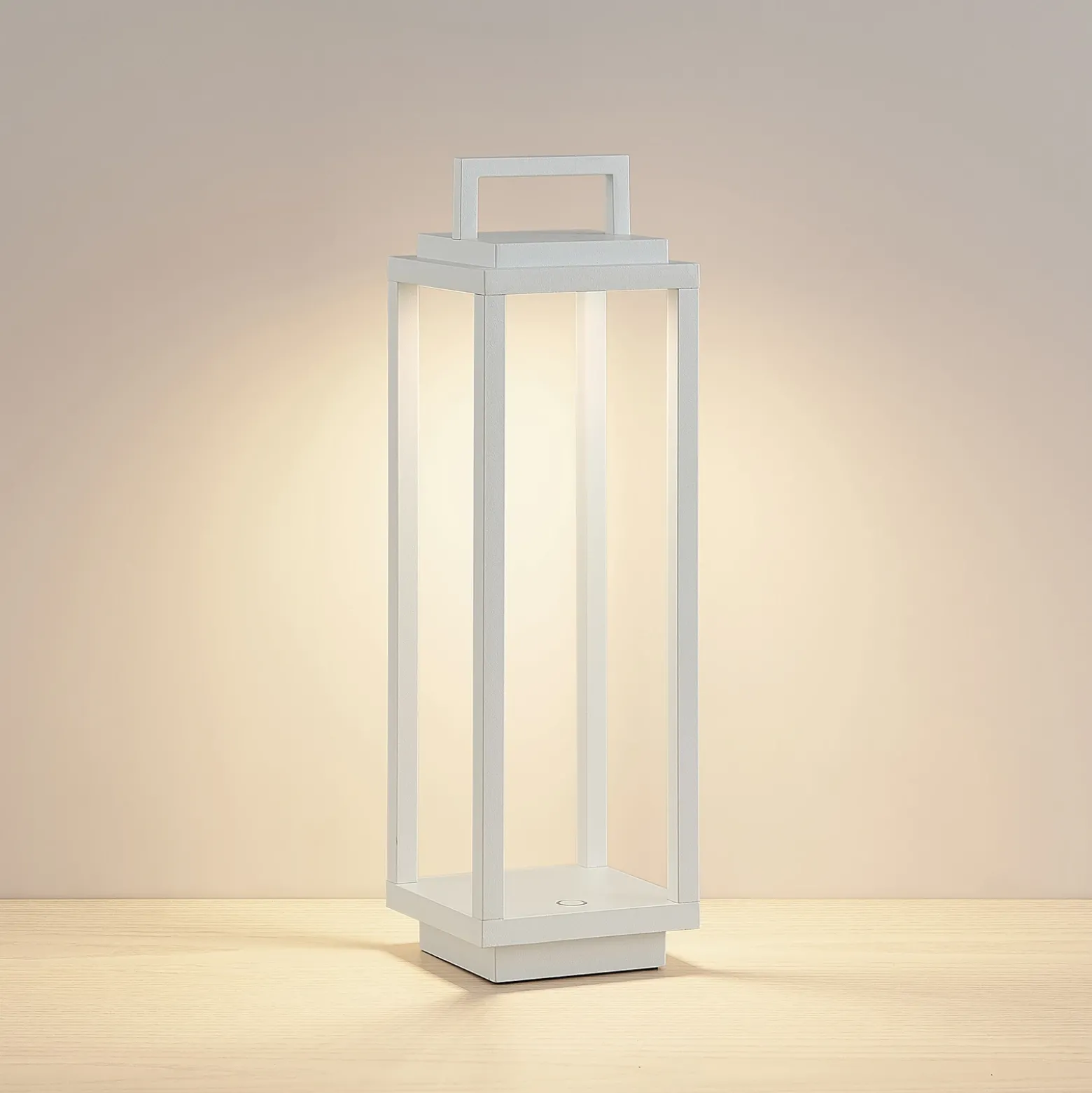 Lucande Lámpara de exterior de LED Mirina, blanca, batería recargable,