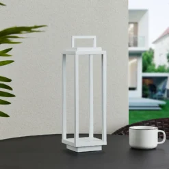 Lucande Lámpara de exterior de LED Mirina, blanca, batería recargable,