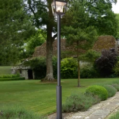 Lucande Lámpara de exterior Dunia, antracita, metal, altura 220 cm