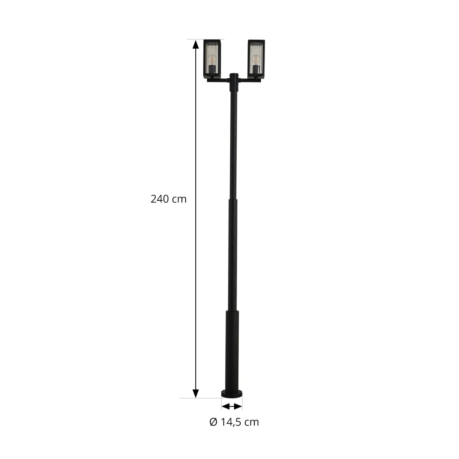 Lucande Lámpara de exterior Siveta, 240 cm, 2 luces, negro, E27, IP65