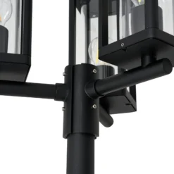 Lucande Lámpara de exterior Siveta, 240 cm, 3 luces, negra, E27, IP65