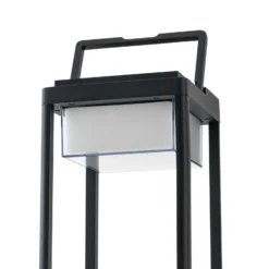 Lucande Lámpara de mesa solar LED Tilena, angular, negra, atenuable