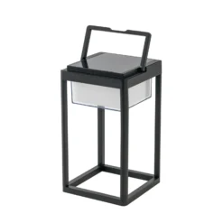 Lucande Lámpara de mesa solar LED Tilena, angular, negra, atenuable