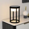 Lucande Lámpara de mesa solar LED Tilena, redonda, negra, atenuable