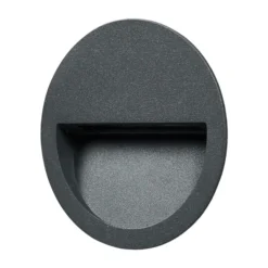 Lucande Lámpara de pared LED empotrable Loya, Ø 11,5 cm, gris, IP54